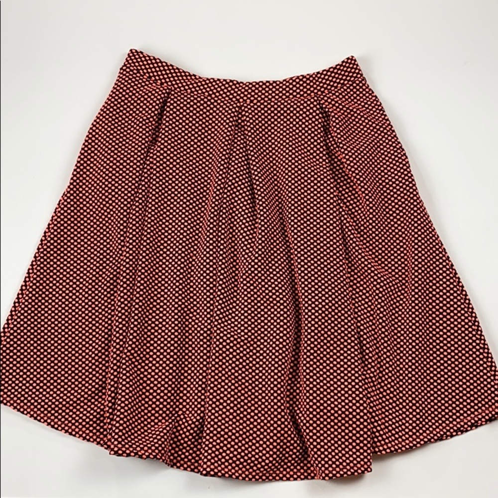 🧡LulaRoe neon orange polka dots on black skirt